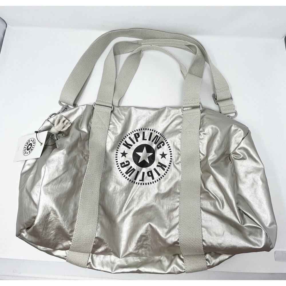 KIPLING ONALO lively Cloud Metal SPORTS GYM DUFFLE TRAVEL Tote Shoulder BAG